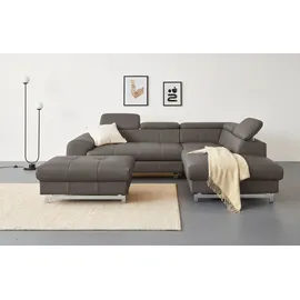Cotta Ecksofa "Chef L-Form", braun (cocoa), B:257cm H:72cm T:206cm, Luxus-Microfaser (100% Polyester);Kunstleder Softlux;Leder Advantage (abgedecktes Spalt-Rindsleder), Rückseite mit schwarzem Spannstoff bezogen;NaturLEDER (echtes Rindsleder), Rückseite mit