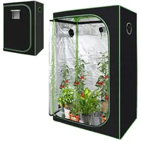 Yugodex Growzelt 120x60x180 cm Grow Tent 600D Oxford Grow Box Lichtdicht und Wasserdicht Pflanzenzelt Growschrank für Homegrowing Indoor-Anbau Luftig Gewächshaus Growroom Schwarz Grün