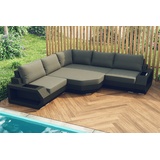 Rattan Sofa Gartenmöbel Relaxecke Grau Rattansofa Couch Möbel ASTI L Form kurz