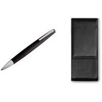 Lamy 2000 4-Farb-Kugelschreiber 401– Mehrfachkugelschreiber in der Farbe Schwarz, matt – M & A 203 Lederwaren – Hochwertiges Leder-Etui 858 in der Farbe Schwarz