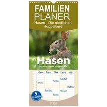 Calvendo Familienplaner 2026 - Hasen - Die niedlichen Hoppeltiere. mit 5 Spalten (Wandkalender, 21 x 45 cm) CALVENDO: