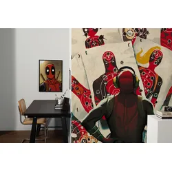 Kindertapete KOMAR "Marvel Deadpool Target Shooting", rot, B:150m H:250m, Vlies, Tapeten