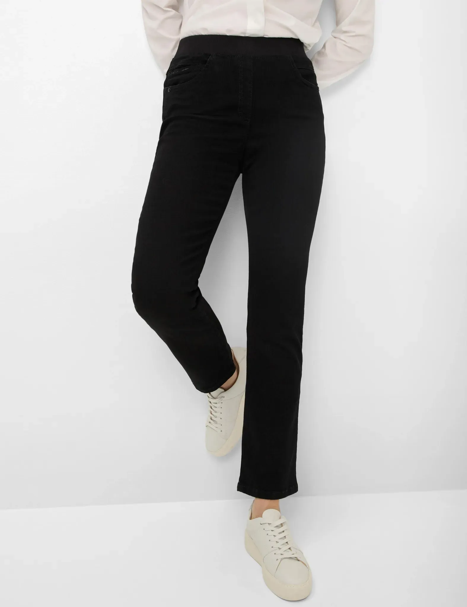 Raphaela by Brax Damen Five-Pocket-Hose Style PAMINA BLACK, denim schwarz, Gr. 34