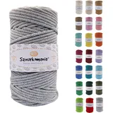 Sznurkomania, Geflochtene Baumwollkordel 5mm 100m, 46 Farben, Häkelkordel, Makramee Kordel, Makramee Garn, Premium Garn, Makramee Seil, (Grau)