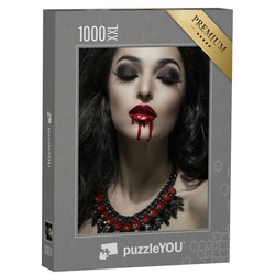 puzzleYOU Puzzle Puzzle 1000 Teile XXL „Porträt einer wunderschönen Gothic-Vampirin“, 1000 Puzzleteile, puzzleYOU-Kollektionen Vampire