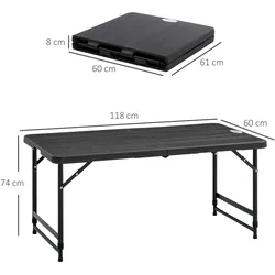 Outsunny  - Gartentisch - 118 x 60 x 74 cm - dunkelgrau