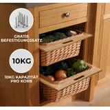 Monster Shop - Ausziehbare Schrankkörbe Weidenkörbe Küchenkörbe Rattan Unterschrank Buche 500mm