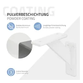 ML-Design 2 Stück Regalhalterung 120x120mm, Weiß, Aluminium, Schwebende Regalwinkel, Wandhalterung für Regalbrett, Regalträger für Wandmontage,
