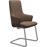 Stressless Stressless® Polsterstuhl »Laurel«, ROHLEDER Stoff Q2 FARON, High Back mit Armlehne, Größe L, mit Beinen aus Stahl in Chrom matt, braun