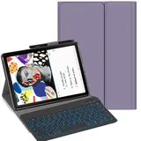 YHFZR Tastatur Hülle für Samsung Galaxy Tab S6 Lite, [Deutsches QWERTZ] Slim Hülle mit 7 Farben Beleuchtung Kabellose Tastatur mit Schützhülle für Samsung Galaxy Tab S6 Lite 10,4'' P620/P619, Violett