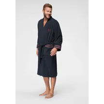Bruno Banani Herrenbademantel BRUNO BANANI "Roy, ideal für Sauna & Spa, Hotelbademantel, Morgenmantel" Gr. XXXL, blau (marine), L:125cm, Walkfrottee, Hausmäntel, Bademantel, mit farblich abgesetzten Streifen, Bademantel, Baumwolle, S-3XL