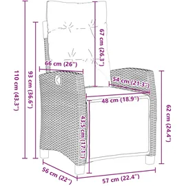 vidaXL Garten Essgruppe 5 pcs Grau Poly-Rattan - Grau