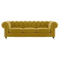 JVmoebel Chesterfield-Sofa Gelbes Samt Sofa mit Chesterfield-Design und Wellenunterfederung, Packung, Made in Europa gelb