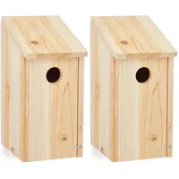 Relaxdays Nistkasten, Nisthöhle für Vögel, zum Hängen, unbehandeltes Holz, Flugloch-Ø 3,2 cm, 26 x 12 x 14,5 cm, natur,