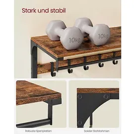 VASAGLE Wandgarderobe braun Holz 10 Haken 65,0 x 42,0 cm