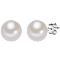 Valero Pearls Damen-Ohrstecker Hochwertige Süßwasser-Zuchtperlen in ca. 9 mm Button weiß 925 Sterling Silber - Perlenohrstecker mit echten Perlen 181160