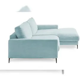 KAWOLA Ecksofa Cara Cord Recamiere links hellblau