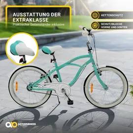 ACTIONBIKES MOTORS Actionbikes Kinderfahrrad Cruiser 20 Zoll, Rosa/Türkis, verstellbar, Seitenständer, V-Brake-Bremsen (Türkis)