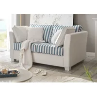 furn.design Sofa creme und blau Landhaus Couch 2-Sitzer Loungesofa 160 cm mit 4 Kissen Hooge