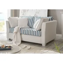 furn.design Sofa creme und blau Landhaus Couch 2-Sitzer Loungesofa 160 cm mit 4 Kissen Hooge
