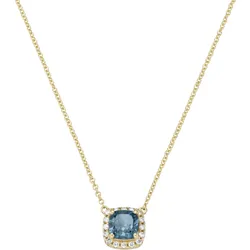 Collier LUIGI MERANO "Edelstein & Brillanten, Gold 585", blau, Halsketten, Damen, 45cm, Gelbgold 585