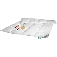 Daunendecke 200x200 cm 100 % Daunen Warme Ganzjahresdecke Daunen Bettdecke Steppdecke Daunen SPESSARTTRAUM RUBIN - Weiß