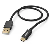 Hama 201545 Ladekabel Fabric USB-A zu USB-C 1,5m schwarz