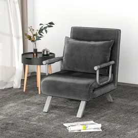 Homcom Schlafsessel Kunstleder 69 x 80 x 65 cm Grau mit Kissen