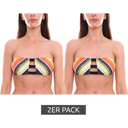 2er Pack RIP CURL Beach Bazaar Damen Bikini-Oberteil mit Clip-Verschluss Bandeau-Bikini Bandeau-Top Bademode GSILC5 Bunt - XS