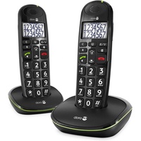 Doro PhoneEasy 110 Duo DECT Großtastentelefon (Mobilteile: 2, Beleuchtetes "Ultra High Contrast"-Display) schwarz