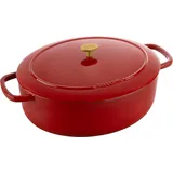 BALLARINI Bellamonte Auflaufform, Bräter, Dutch Oven, Emailliertes Gusseisen, Oval, 37cm, 9,5 L, Rot