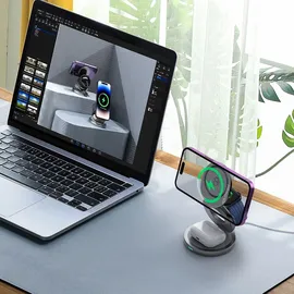 Forever magnetisches drahtloses Ladegerät 15W grau 3in1