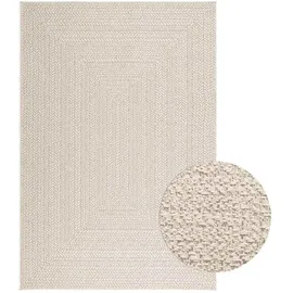 vidaXL Teppich ZIZUR Creme 140x200 cm Jute-Optik Indoor und Outdoor