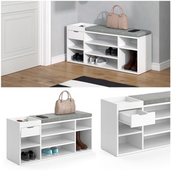 Vicco Schuhbank Schuhschrank Schuhregal Eleon Sitzbank mit Sitzkissen 7 Fächer
