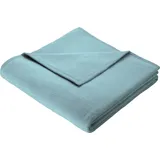 Biederlack Wohndecke BIEDERLACK "Cotton Home", blau (aqua), B:150cm L:220cm, Baumwolle, Polyacryl, Wohndecken, Wohndecke, im Uni Design, Kuscheldecke