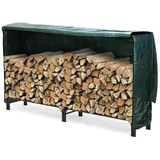 VOUNOT Kaminholzregal Aussen Metall, Brennholzregal Außen, Feuerholzregal Outdoor mit wasserdichte Abdeckung, 200 x 116 x 36 cm,