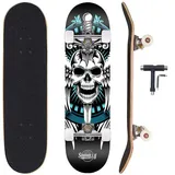 Sumeber Skateboard für Anfänger, Geburtstagsgeschenk für Teenager und Erwachsene (König Schädel)