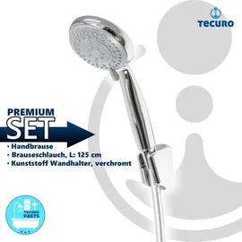 tecuro Wannenset ew-easy-100 - mit 5 Funktionen Handbrause, Brauseschlauch 125 cm, Wandhalter