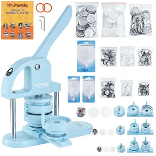 Vevor Buttonmaker Knopfmachermaschine, 25/32/58 mm 3-in-1-Pinmaker, 300-teilige Buttonteile, Buttonmaker-Maschine mit Panda-Zauberbuch, Stanzset mit Bogengriff, für DIY-Geschenke für Kinder