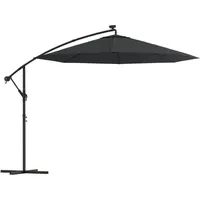 VidaXL Ampelschirm mit LED-Leuchten und Stahlmast 300 cm Schwarz