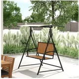 Outsunny Hollywoodschaukel mit verstellbarem Sonnendach, 2-Sitzer Gartenschaukel, wetterfest Schaukelbank belastbar bis 240kg, Gartenliege für Garten, Terrasse, 142 x 112 x 162cm, Schwarz