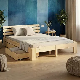 Homestyle4u Holzbett 160 x 200 cm Braun
