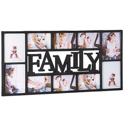 relaxdays  Collage-Bilderrahmen Familie schwarz 72,0 x 36,5 cm