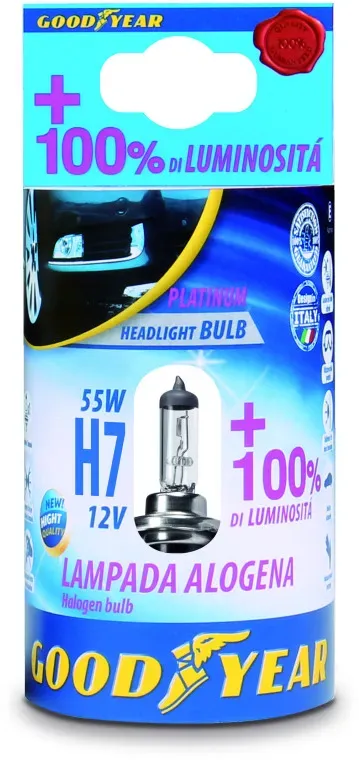 1 Stück Halogenlampe H7 12V 55W +100% 4000K E4 Goodyear