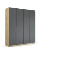 Rauch "Dark&Wood by Quadra Spin braun (eiche artisan, grau metallic), B:181cm H:210cm T:54cm, Holzwerkstoff, Schränke, Drehtürenschrank, im Industrial Style mit Metallgriffstangen