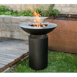 Westmann Stahl Grill Feuerschale Feuerstelle | Schwarz | 75x75x94 cm