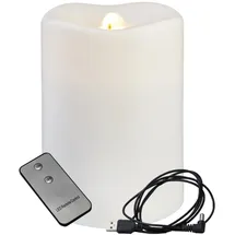 Star Trading LED Stumpenkerze 14 cm weiß