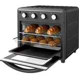 Minibackofen, Heißluftfritteuse, 90-230° C, 7 Programme, Zubehör, Schwarz - Schwarz