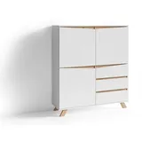 DC Living Highboard in weiß mit 3 Schubladen und 3 Türen (BxHxT: 120x142x38 cm) weiß