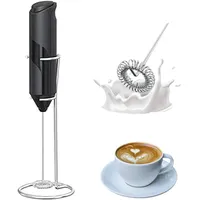 IraXpro Milchaufschäumer Elektrisch,Milchaufschäumer Stab,Batteriebetrieben,Kaffeemixstab,Handheld Milk Frother,14000 U/min (Schwarz+Ständer)